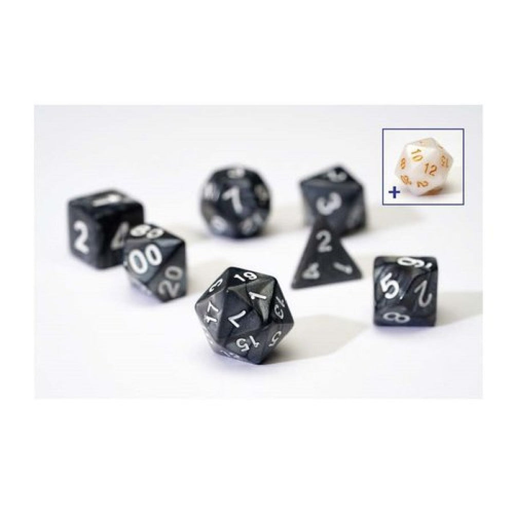 Dice Set - Pearl Grey / Black Acrylic