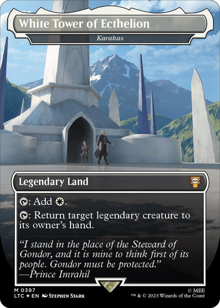 White Tower of Ecthelion - Karakas (Borderless) (Surge Foil Realms and Relics) [The Lord of the Rings: Tales of Middle-Earth Commander]