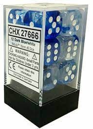 Chessex - Signature 16mm D6 (12 Dice) Nebula Dark Blue/White