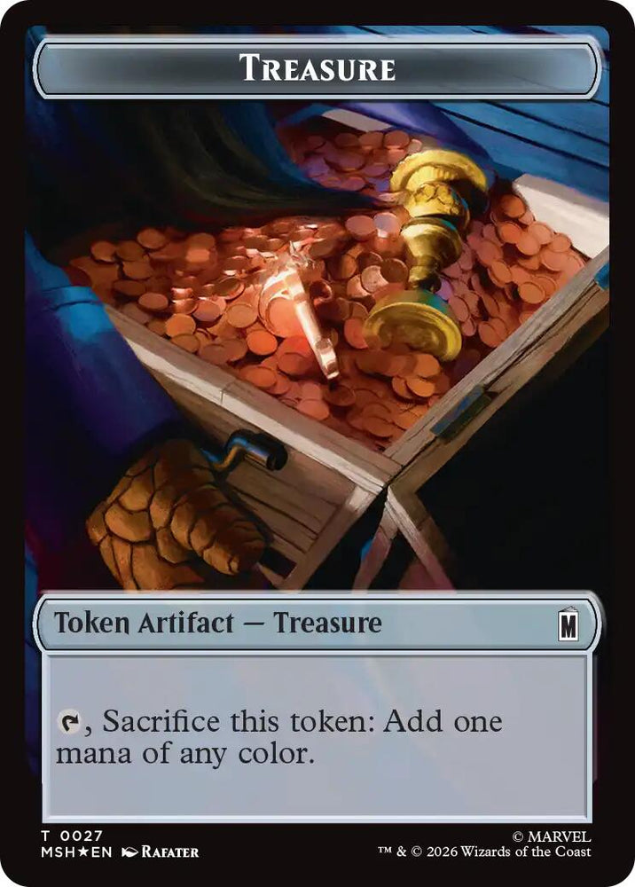 Treasure (027) // Construct (030) Double-Sided Token (Surge Foil) [Marvel Super Heroes Commander Tokens]