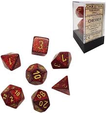 Glitter Ruby w/gold Signature Polyhedral 7-Die Set